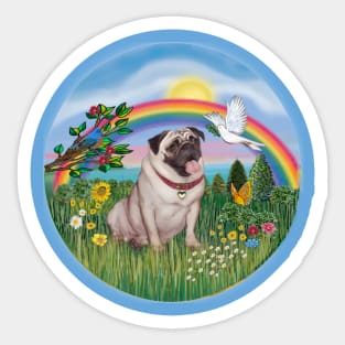 Pug in Rainbow Bridge Sticker